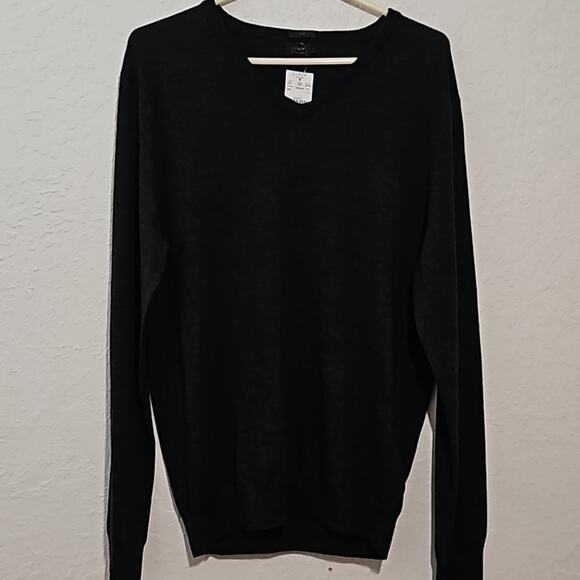 New J. Crew Merino Wool Slim Sweater Large heathered black - Picture 1 of 5